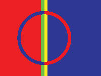 Национальный саамский флаг. Общий для кольских, новержских, шведских и финских саамов.